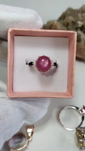 S15แหวนเงินแท้พลอยทับทิมทรงกองข้าวพร้อมส่ง