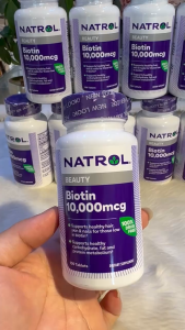 Viên uống mọc tóc Natrol Biotin 10000 Mcg của Mỹ Lọ 100 viên