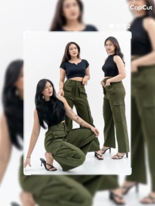 Celana Cargo Kantong 4 Wanita Terbaru Korean Style Menggunakan Bahan Katun Twill Streach/Melar