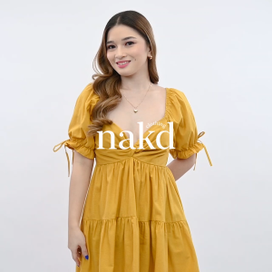NAKD FASHION NARA COTTON LINEN TWISTED SMOCKING BACK LAYERED DAILY CASUAL MINI FLOWY WOMEN DRESS 1927