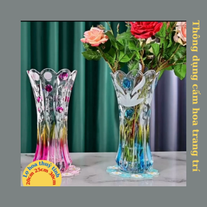 Bình hoa thuỷ tinh vân kim cương cao cấp 20cm ( giao hoa ngẫu nhiên ) lọ hoa thuỷ tinh thuỷ tinh