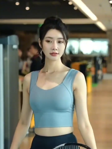 CHIKOOL Navy Blue Bra (with Removable Chest Pad) - Womens Sports Bra Shockproof Wireless Minimizer Underwear