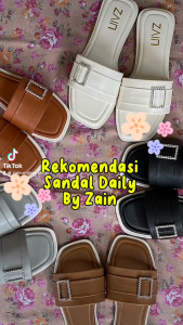 ZAIN - ATLEY Sandal Wanita Teplek Korea Casual Sendal Slop Empuk Flat Cewek Kasual Rumahan Karet Korean Style Premium Kekinian Terbaru Shoes