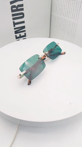 【Ships From Manila】 Retro Brown Green Lens Rimless Men Sun Glasses Polarized Fashion Y2K Outdoor Square Metalanti UV Anti Glare Motorcycle Eyeglasses Shades for Men Style Original 1011