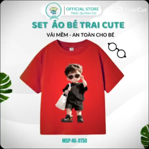 Áo thun bé trai hình in cute dễ thương - Món quà hoàn hảo cho bé yêu 12kg-34kg