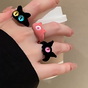 ALENADAY - Cincin Karakter Monster Inc Mata Kucing Besar Beludru Aksesoris Fashion Lucu CCN01