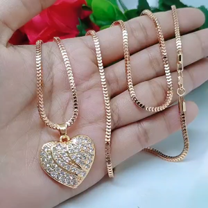 Kalung Perhiasan Tianium Tembaga Xuping Rodium Lapis Emas 1824 Karat