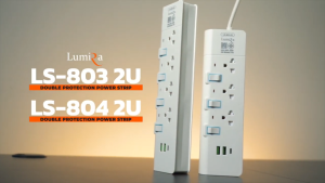 Lumira ปลั๊กไฟ LS-803/2U 3ช่องเสียบ x 2 USB x 1 USB-C 2.1Amps สวิตช์แยก ระบบตัดไฟเกินอัตโนมัติ ม่านนิรภัย วัสดุไม่ลามไฟ 3เมตร มอก. แท้ รับประกันสินค้า 3 ปี
