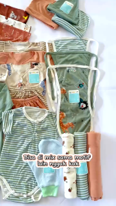 46pcs Paket Premium Printing Perlengkapan Baju Celana Bedong Bayi Baru Lahir 0-12 Bulan Seri Salmon SNI Sale 9.9