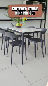 FINSSO 2 size Sintered Stone Table + 4 kerusi makan / meja makan 4 kerusi (RM 30 Voucher first 10 beli