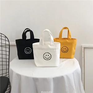 Perfect Life Smiley Face  Simple Canvas Bag Shoulder Bags Handbag