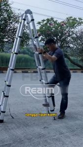 REAIM Tangga Teleskopik Multifungsi Aluminium Tangga Lipat 3.4-5.0M Telescopic Ladder