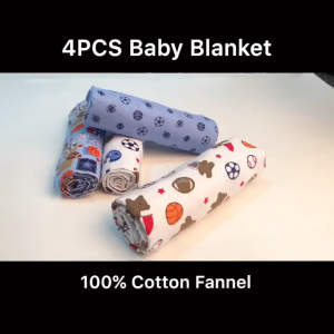 NIKO Baby Blanket Flannel 4pcs in 1 Pack Blanket For Baby Towel Recieving Blanket Newborn Muslin Blanket
