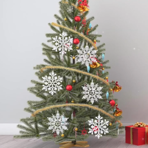 BINLU 30Pcs Snowflakes Ornaments Set: Snow Flakes Christmas Decor with Snowflakes Garland & White Christmas Decorations Snowflakes Decoration Including Christmas Tinsel Garland for Christmas Tree Decorations | Xmass Decoration Sale & Xmas Tree Decor