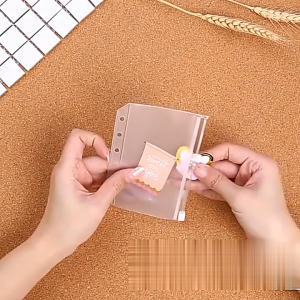 LD-C1105 Zipper Pocket Binder A6 Transparan 6 Hole / Transparent Hand Book Bags Ziplock Tempat Uang