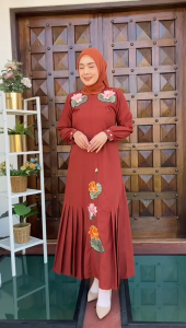 GAMIS WANITA BORDIR TERBARU DRESS WANITA DEWASA BAHAN KATUN TOYOBO PREMIUM || DRESS MADINA BORDIR