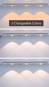 Vimite 30/60/80CM 3-Color Dimming Wireless Motion Sensor Kitchen Cabinet Light USB Rechargeable Ultra Thin Magnetic Wardrobe Lamp With Remote Control Led Cat Eye Light Strip Night Light for Room Closet Cupboard Shelve