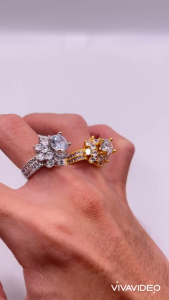 Nhẫn đính đá Nhẫn hột xoàn đá cao Titan không phai không rỉ sét màu 18k và bạch kim mã 25