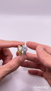 Nhẫn đính đá Nhẫn hột xoàn đá cao Titan không phai không rỉ sét màu 18k và bạch kim mã 17