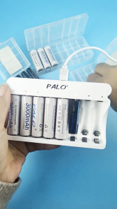 PALO 1.2V AA/AAA 8-slot Smart Battery Charger Rechargeable Battery Charger Super USB Fast Charger Charging Protection Chargers LED Display Chargers Over-Charge Protection Hybrid Charging Suitable for Ni-MH / Ni-Cd/AA/AAA Rechargeable Battery