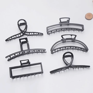 Jepit Rambut Salon Jumbo Bahan Besi Warna Hitam Gaya Retro Korea Jedai Logam Elegan Black Metal Alloy Besar