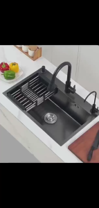 Set Lengkap Kitchen Sink Black/Wastafel Stainless Hitam 304 /Dengan Keran Tarik Keluar/Wastafel tunggal dan ganda