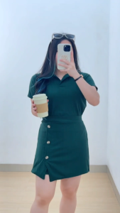 4451 Satursane Collar Knit Skort One Set Polos Stelan Celana Pendek