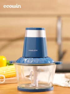 Ecowin meat grinder household electric small fully automatic multi-function minced vegetables and minced meat 2L large capacity 220V Tempered glass+PP material