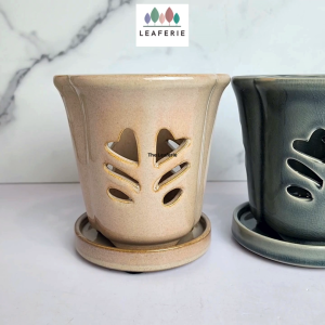 The Leaferie Layla plant pots with holes . Orchid flowerpot . flowerpots . flower pot . planter