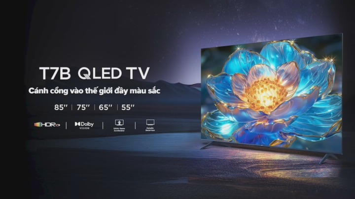 Google Tivi TCL QLED TV TCL 4K 120hz - Tivi 85inch-  85T7B - Google TV - Mới 2024 - Hàng Chính Hãng - Bảo Hành 2 Năm