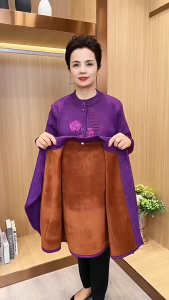 Áo Len Lót Lông Mềm Cài Cúc Cổ Tròn Trung Niên Cho Bà Cho Mẹ