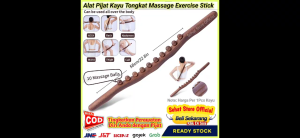 Alat Pijat Kayu Tongkat Massage Exercise Stick Tean Beads