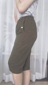 กางเกงผู้หญิง 4 ส่วนผ้าหนังไก่