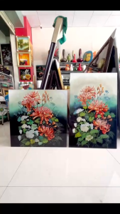 Tranh sơn mài -HOA CÚC- Trang trí làm quà tặng ý nghĩa cho người thân bạn bè và đối tác