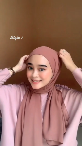 Melia Pashmina Inner 2in1 Ceruty Premium Hijab Instan Oval Jilbab Grosir Hijab Wanita Warna Lengkap