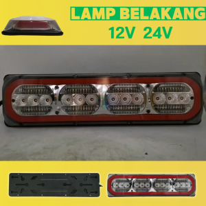 Lampu Belakang Modify 12V-24V LED Light Universal Tail Lamp Besi Flowing Signal Reverse Brake Lori Treler Trak 1 SET