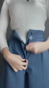 Celana Kantor Knit Highwaist Wanita Jennie Knit Premium Loose Cullote Pants Wanita Kekinian