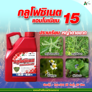 กลูโฟซิเนต แอมโมเนียม  เผาไหม้ ดูดซึม กำจัดวัชพืช หญ้าปากควาย ตีนนก ผักปราบ ตีนตุ๊กแก ปลอดภัยต่อพืช (แกลลอน 4 ลิตร)