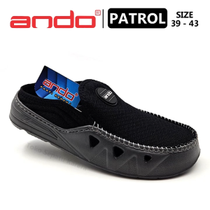 Sepatu Sandal Anak Remaja Laki Laki – Sepatu Sandal Pria Dewasa – ANDO – PATROL – Size 39-43 – Slip On – Outdoor – Casual – Fashion Hitam Abu-Abu