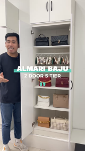 KENZZO : Multifunctional 2 Door 5 Tier Wooden Wardrobe Cabinet / Kabinet Almari / 2 Door 5 Tier Wardrobe / Cabinet Cupboard / Almari 5 tingkat / Almari Baju 5 Tingkat - Lazada