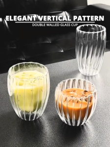 Crystal House Transparent Double Wall Borosilicate Glass Mug Heat and Cold Resistant High Quality Aesthetic Design Cup