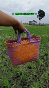 Paket Murah 10 PCS Tas Anyaman Plastik Kaca Sedang (M) Keranjang Belanja Bingkisan Hampers Parcel