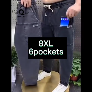 2XL-8XL กางเกงยีนส์ชายอ้วน กางเกงยีนส์ผู้ชายไซส์ใหญ่ พลัสขนาดกางเกงลำลองกางเกง  หลายกระเป๋า กางเกงยีนส์ผ้ายืดกางเกงทำงาน