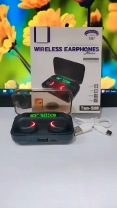 Handsfree Bluetooth TWS-500 Headset Wireless V5.3 Stereo Bass Earphone