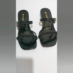 Sandal Heels Wanita Hak Kaca 3 Cm Model Tali Kepang Terbaru 2024