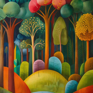 Tranh phong cảnh khu rừng bốn mùa tranh treo tường dán tường trang trí hiện đại decor nội thất.CGI-769