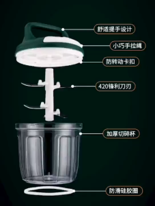 Household Kitchen Multi-purpose functional manual garlic chopper stainless steel blade mincer kitchen tool