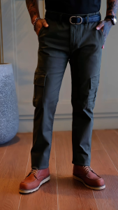 กางเกงคาร์โก้ ชาย6กระเป๋า ขากระบอกเล็ก L111 ผ้ายืด สีไม่ตก เป้าซิป เอว28-38