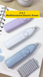 2in1 Electric Eraser with Fan Multifunctional Eraser Battery Refillable School Gift Supplies Pencil Stationery Kids Student Drawing Rubber Pemadam Elektrik Lukisan Kipas Elektrik