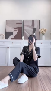 Đồ bộ Pijama dài Lụa xước cao cấp mềm mịn mát nhẹ phom rộng bigsize Mĩm Store